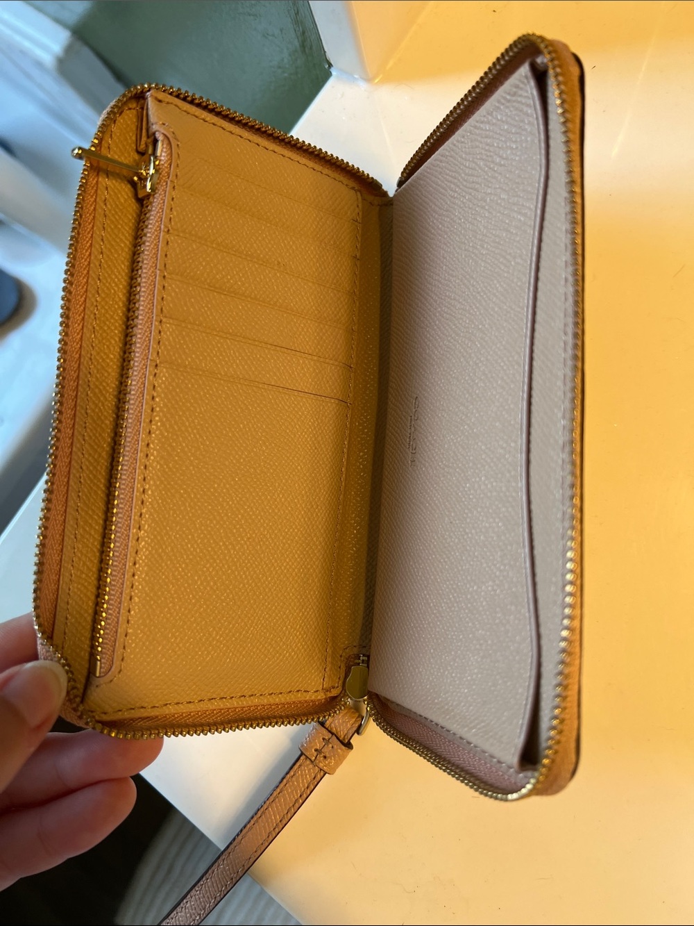 Coach Blush Pink Leather Zip Wristlet - Picture 3 of 3